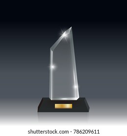 Transparent Realistic Blank Vector Acrylic Glass Trophy Award