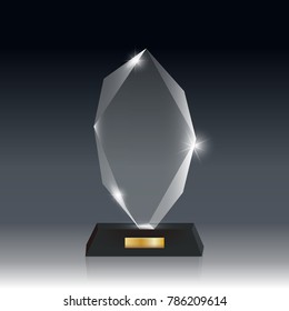 Transparent Realistic Blank Vector Acrylic Glass Trophy Award