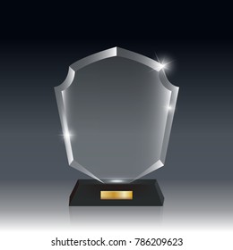 Transparent Realistic Blank Vector Acrylic Glass Trophy Award