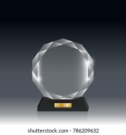 Transparent Realistic Blank Vector Acrylic Glass Trophy Award