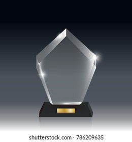 Transparent Realistic Blank Vector Acrylic Glass Trophy Award