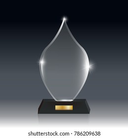 Transparent Realistic Blank Vector Acrylic Glass Trophy Award