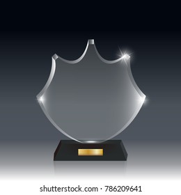 Transparent Realistic Blank Vector Acrylic Glass Trophy Award