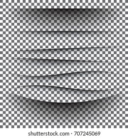 Transparent realistic effects of shadow paper on a checkered background. Separator of pages with transparent shadows
