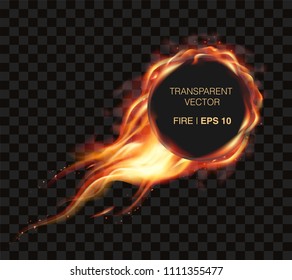 Transparent realistic fire flame frame for your logo or brand