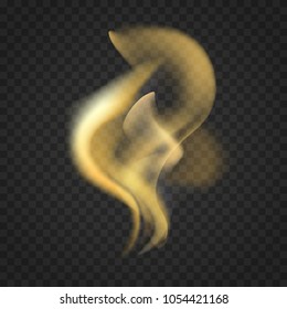 Transparent realistic fire flames isolated on dark background. Light effects for design.