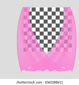 Transparent realistic fluttering pink cloth, soft lightweight clear material. Vector Illustration.