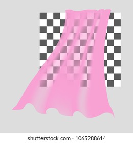 Transparent realistic fluttering pink cloth, soft lightweight clear material. Vector Illustration.