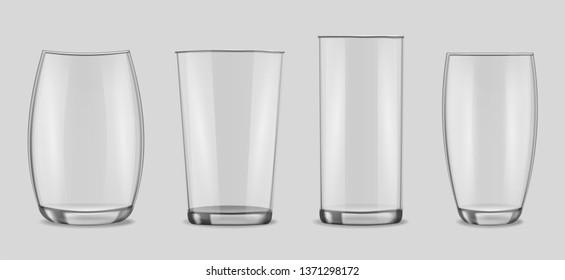Transparent realistic glasses set isolated