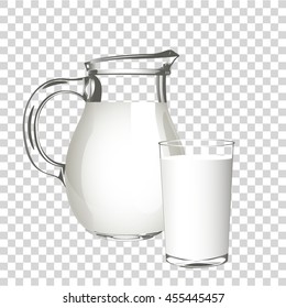 Transparent realistic milk carafe.  Vector illustration.