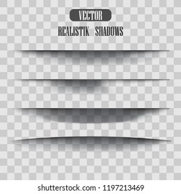Transparent realistic paper shadow effect set. 