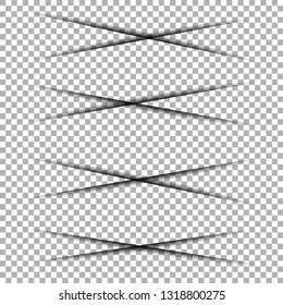 Transparent realistic paper shadow effect set. Web banner. Element for advertising and promotional message isolated on background. Vector illustration for your design, template and site.