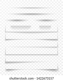 Transparent realistic paper shadow effect set. Web banner. Shade for advertising and promotional message isolated on transparent background.