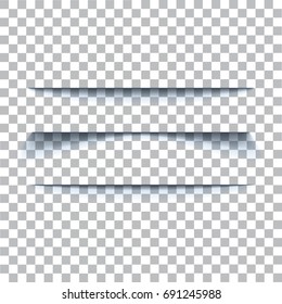 Transparent realistic paper shadow effect set. Web banner. Element for advertising and promotional message isolated on transparent background.