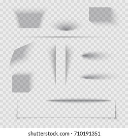 Transparent realistic paper shadow effect set. Web banner. Shade for advertising and promotional message isolated on transparent background.