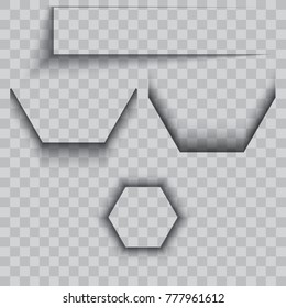 Transparent realistic paper shadow effect set