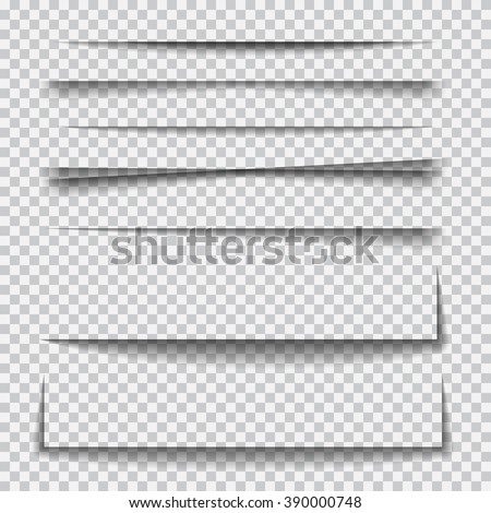 Transparent realistic paper shadow effect set. Web banner. Element for advertising and promotional message isolated on transparent background. Abstract vector illustration for your design and business