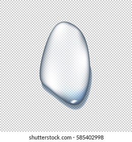 Transparent realistic pure water drops with shadow on gray background. Vector illustration