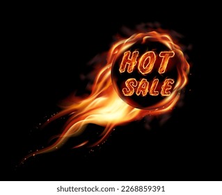 Transparent realistic round  fire flame frame with burning text. Hot sale fire  text for your business banners
