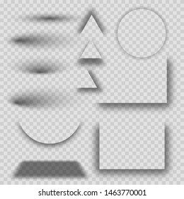 Transparent realistic shadow effect set. Set of round, triangle and square shadow effects. Realistic shadows set for advertising banner templates. 