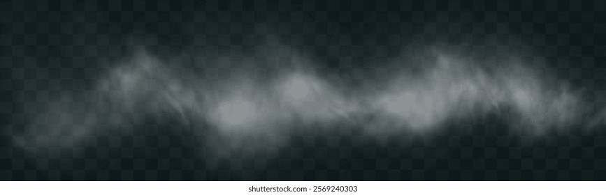 Transparent realistic smoke on a dark checkered background with soft, flowing, wispy trails.	