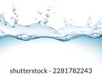Transparent realistic vector water splash with drops on light background