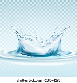 Transparent realistic water splash. Vector illustration EPS10