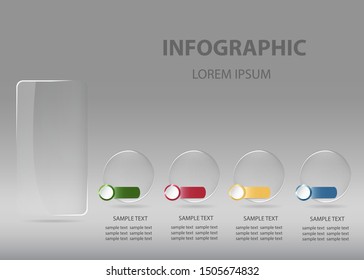 Transparent rectangle and transparent balls with color metal labels enable numbering ready for your use as presentation, template, report etc.