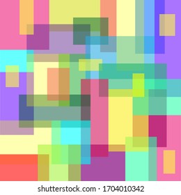 Transparent rectangles. The play of color. Background for your project. Vector, seamless pattern, pattern for fabric, separate items. Tulle for the window.Drawing for wrapping paper,  abstraction
