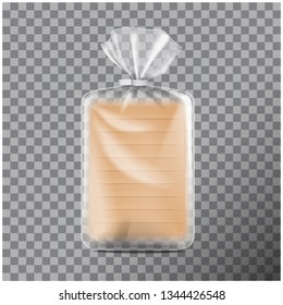 Transparent rectangular packaging for bread. Pack for coffee, sweets, cookies. Vector mock up illustration for your design