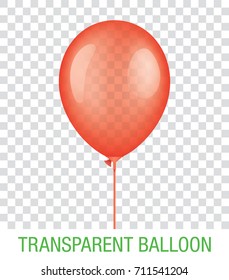Transparent red vector balloon on a plastic stick, isolated on background. Realistic balloon illustration for party, celebration, festival, birthday or branding design decoration.