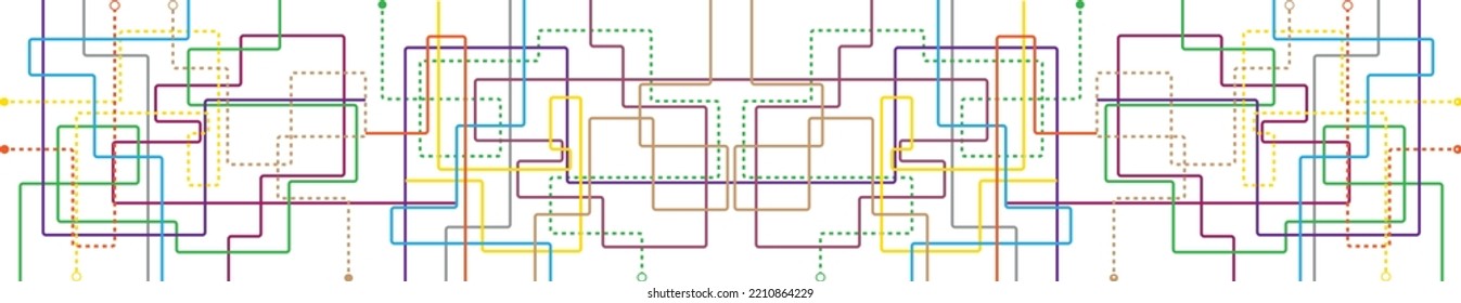 Transparent retro map tube subway scheme. City transportation complex grid. Underground map. DLR and crossrail map design template. Live strokes included.