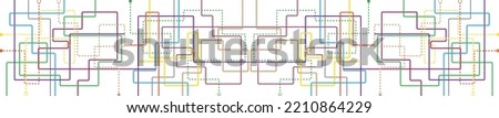 Transparent retro map tube subway scheme. City transportation complex grid. Underground map. DLR and crossrail map design template. Live strokes included.