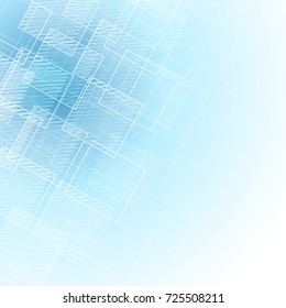 transparent rhombus shapes on abstract blue square background. vector illustration