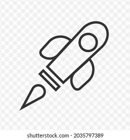 Transparent Rocket Thin Icon Png, Line Illustration Of Rocket Icon In Dark Color And Transparent Background(png)