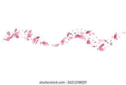 Transparent Rose Petal Vector White Background. Purple Fall Cherry Petal Congratulation. Lotus Petal Wedding Template. Floor Flower Petal Texture.