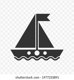 Transparent sailing boat icon png, vector illustration of an sailing boat icon in dark color and transparent background(png).