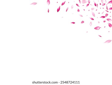 Transparent Sakura Petal Vector White Background. Pink Wedding Peach Petal Template. Apple Petal Japan Texture. Free Flower Petal Congratulation.