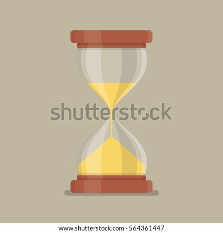 Transparent sandglass in flat style. Vector illustration