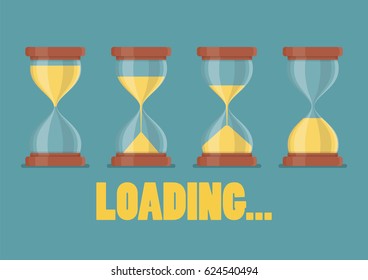 Transparent sandglass loading. Vector illustration