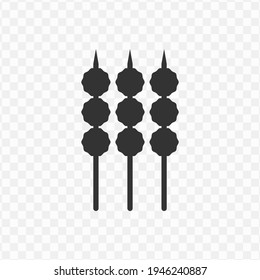 Transparent satay icon png, vector illustration of three satay icon in dark color and transparent background(png)