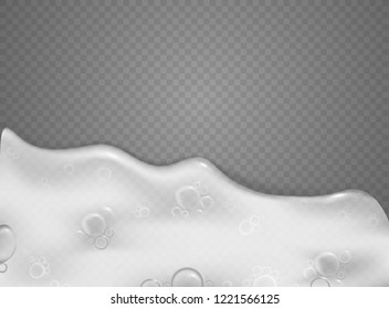 Escena transparente con efecto de espuma. Objetos vectoriales aislados en un fondo transparente