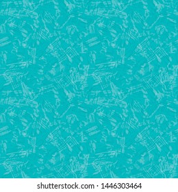 Transparent scribble texture in shabby chic style. Seamless vector pattern on caribbean blue background . Perfect for packaging, wellness, beauty, spa products, concept, texture, stationery