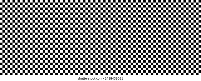 Transparent seamless pattern background, checkered race background, white and black checkered pattern, checkerboard transparency texture banner, empty wide checker template background - vector
