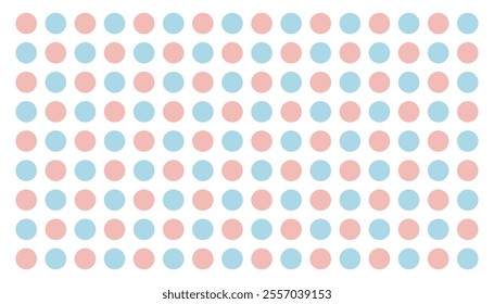 Transparent seamless pattern of large polka dots in two colors, pink and blue