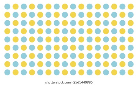 Transparent seamless pattern of large polka dots in two colors, yellow and blue