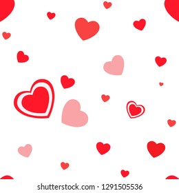 Transparent seamless pattern with red hearts. St. Valentine's Day.