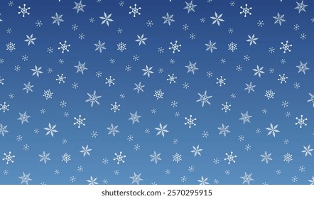 Transparent seamless pattern of white snowflakes on navy blue background