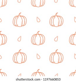 Transparent Seamless Vector Pumpkin Pattern.