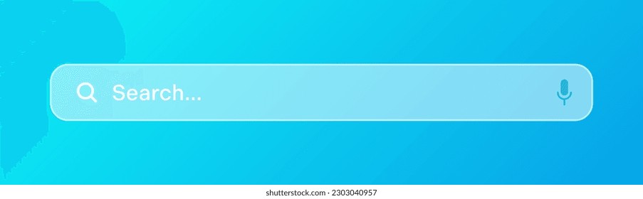 Transparent search bar. Internet browser engine with search box, address bar and text field. UI design, website interface element with web icons and push button. Vector illustration
